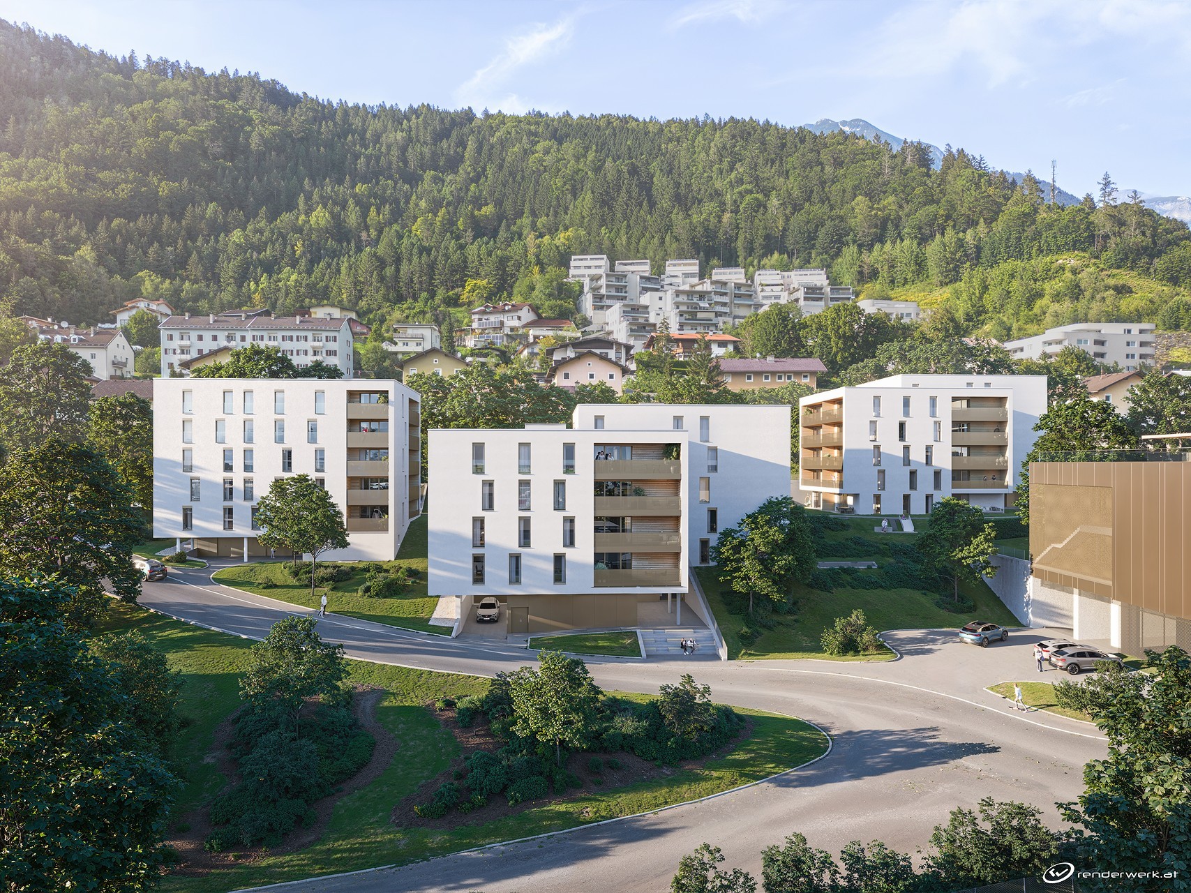 Jenbach Tratzbergsiedlung Visualisierung Südansicht