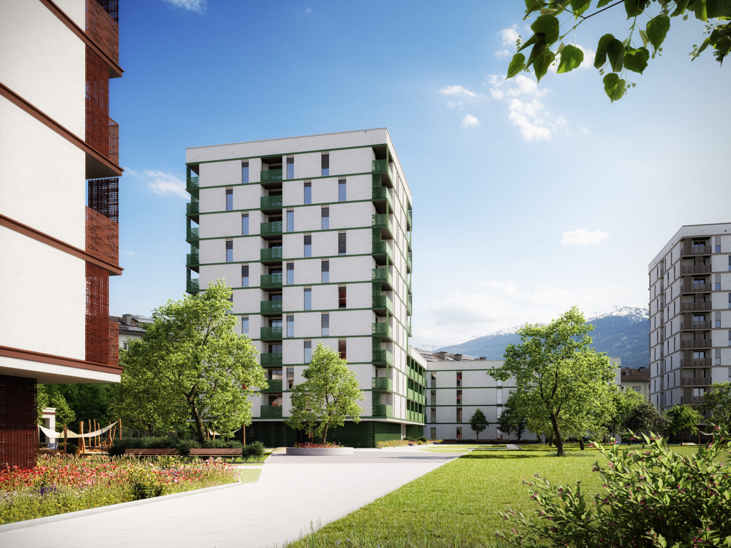 Innsbruck Pradler Saggen BA04 Visualisierung Innenhof