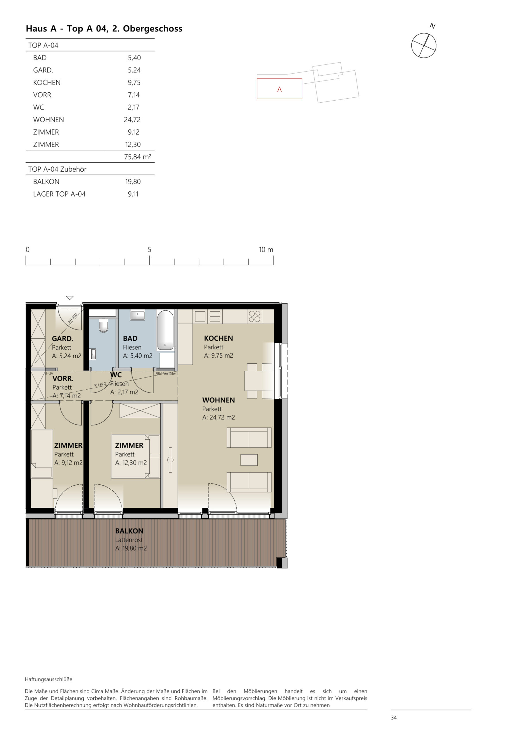GRUNDRISS - Moderne 3-Zimmer-Wohnung in Kappl: Erstbezug mit Balkon