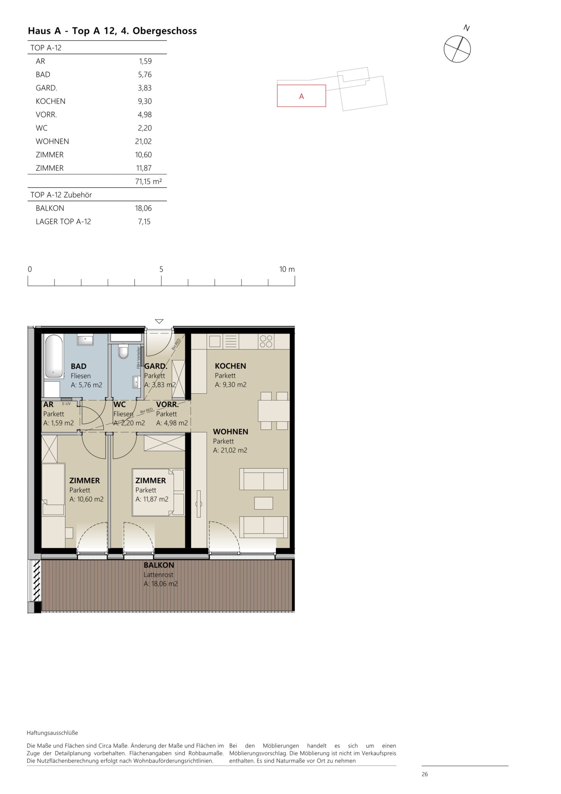 GRUNDRISS - Moderne 3-Zimmer-Wohnung in Kappl: Erstbezug mit Balkon